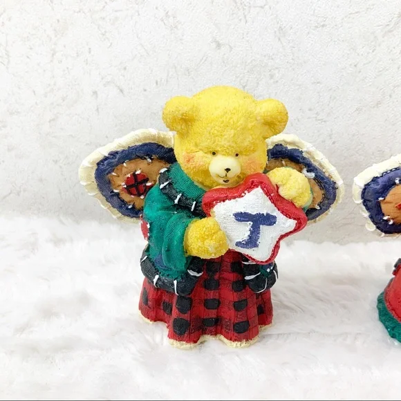 Vintage Dolgencorp joy angel Christmas bear figures patchwork holiday - Picture 2 of 13
